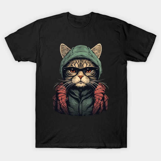 Hipster Cat With Glasses T-Shirt by origato